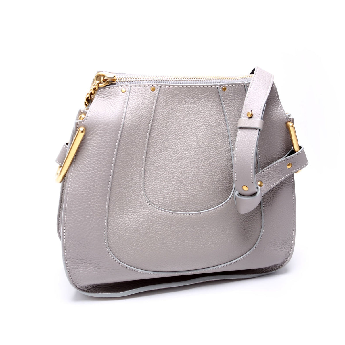 Hayley Leather Hobo Gray and Black