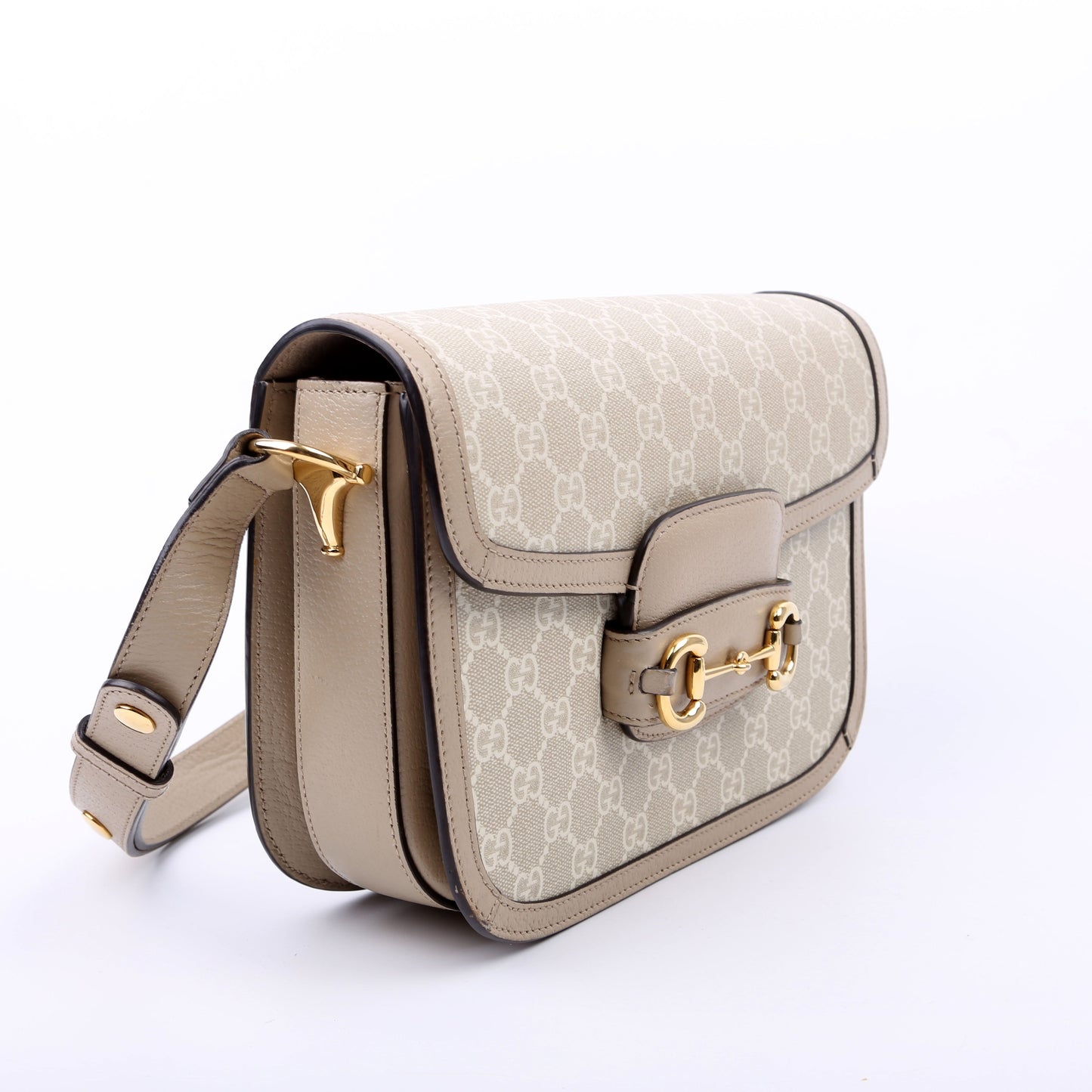 Gucci   Horsebit Shoulder Bag White