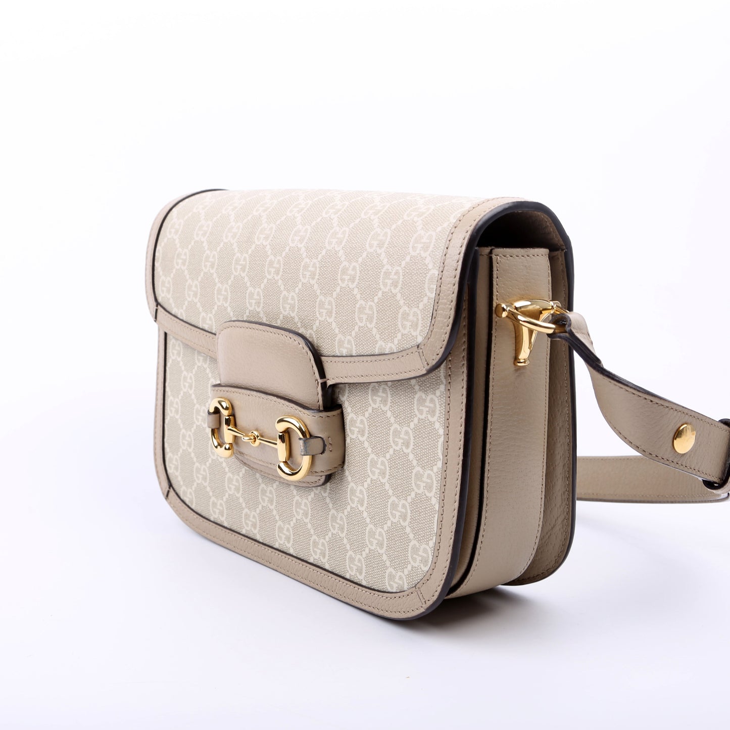 Gucci   Horsebit Shoulder Bag White