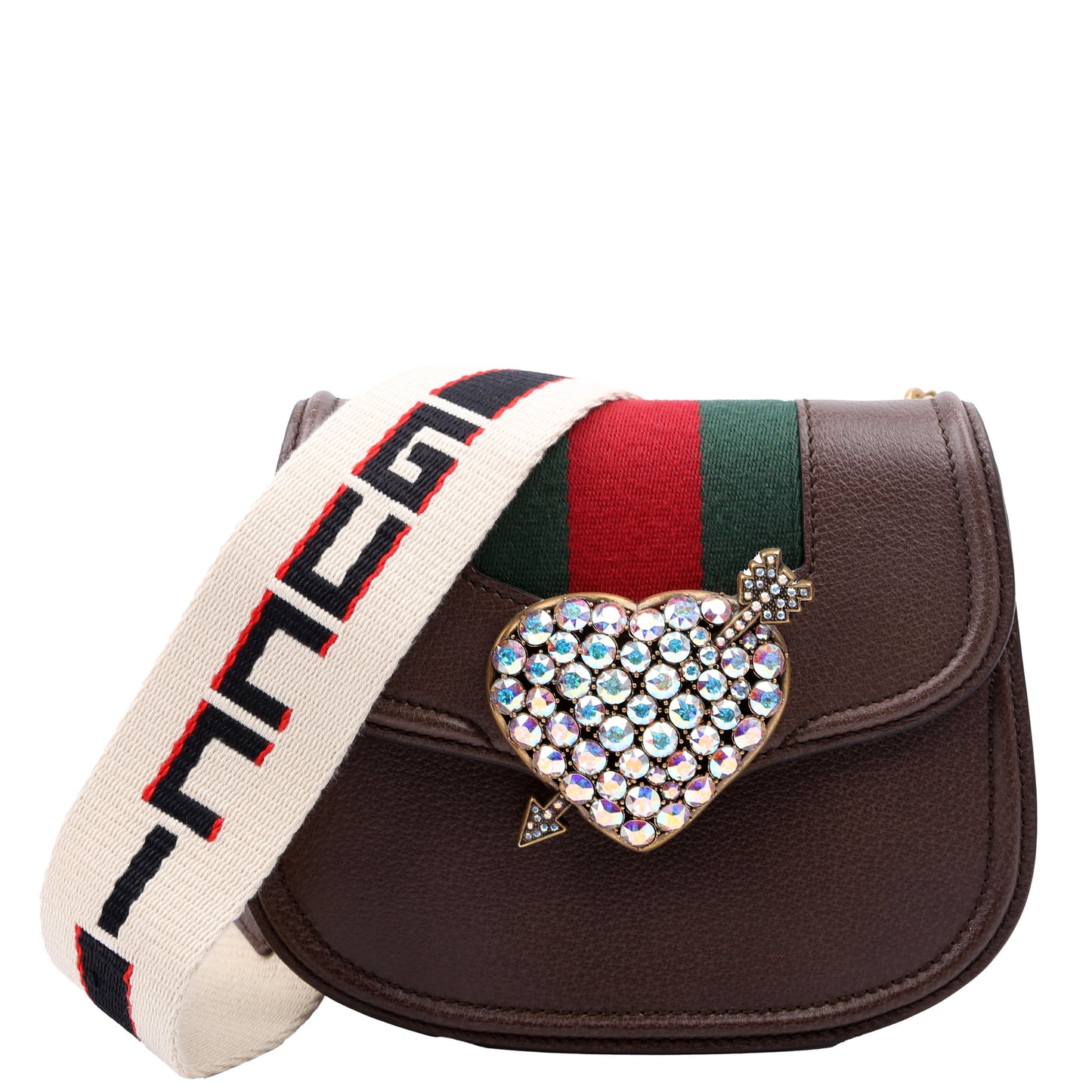 Gucci  Jeweled Heart Totem Brown
