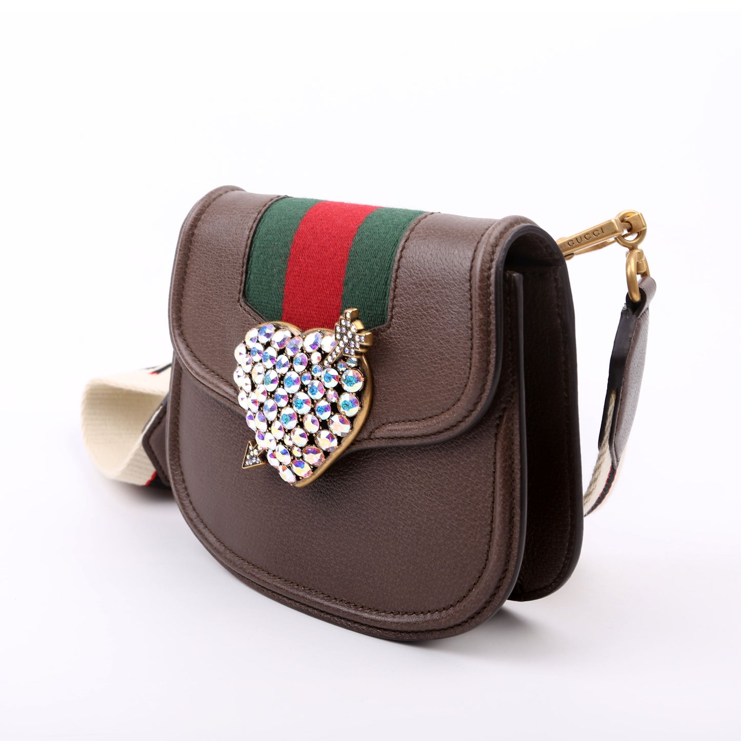 Gucci  Jeweled Heart Totem Brown