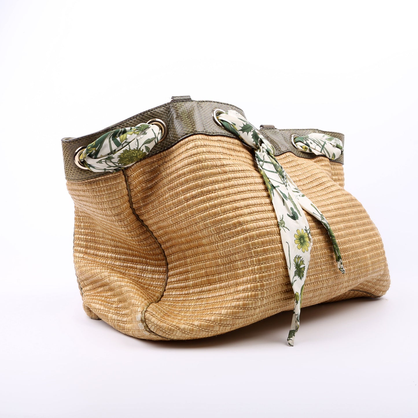 Gucci  Straw Positano Tote Green