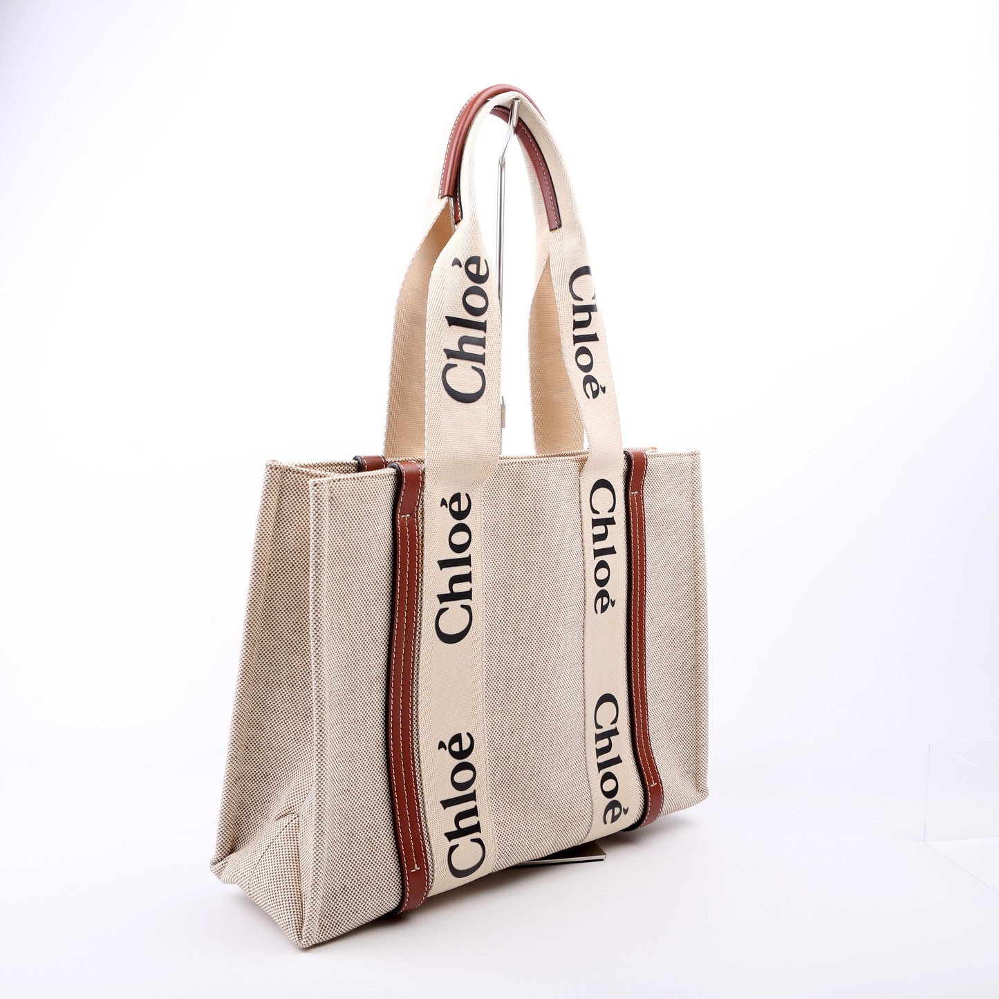 Woody Ribbon Tote Medium Beige/Brown