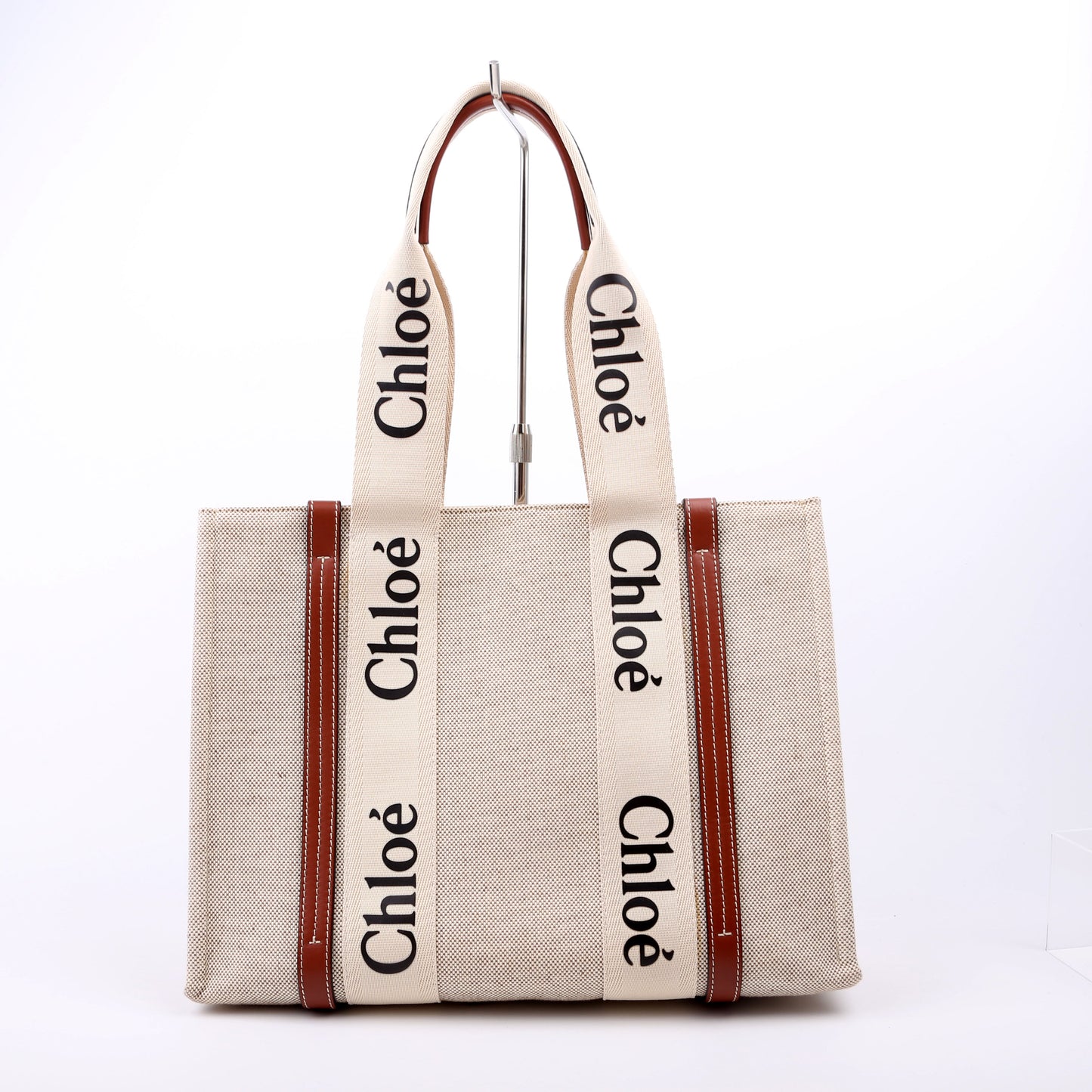 Woody Ribbon Tote Medium Beige/Brown