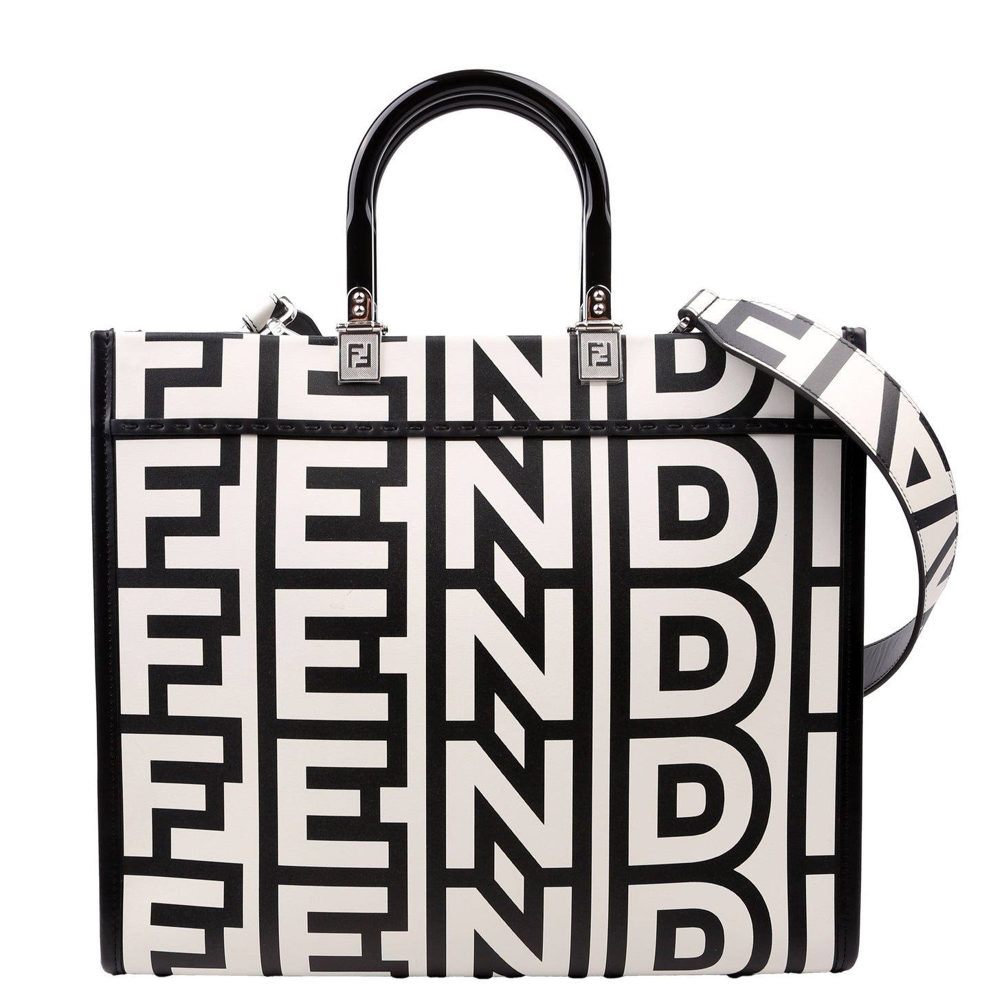 Fendi X Marc Jacobs Sunshine Shopper Medium Leather Black/White