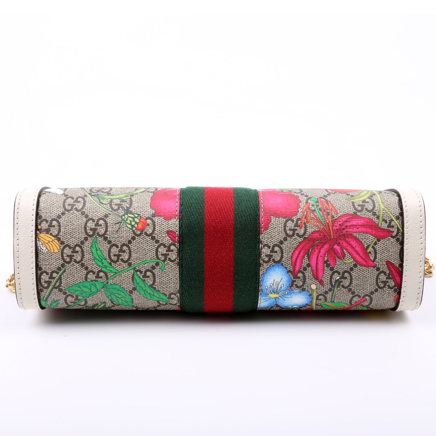 Gucci  GG Supreme Flora Ophidia Small Chain White