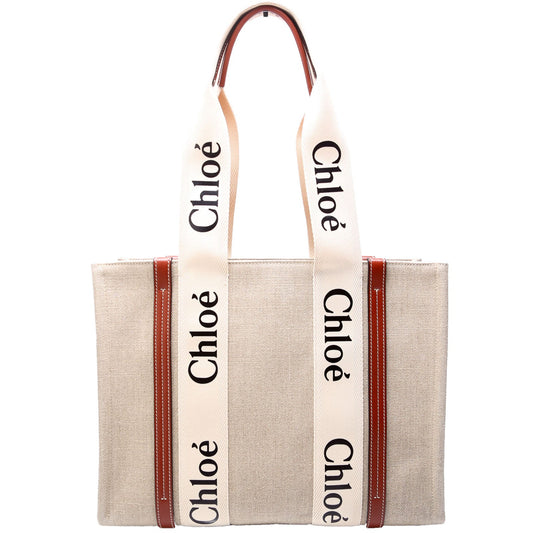 Woody Ribbon Tote Medium Beige/Brown