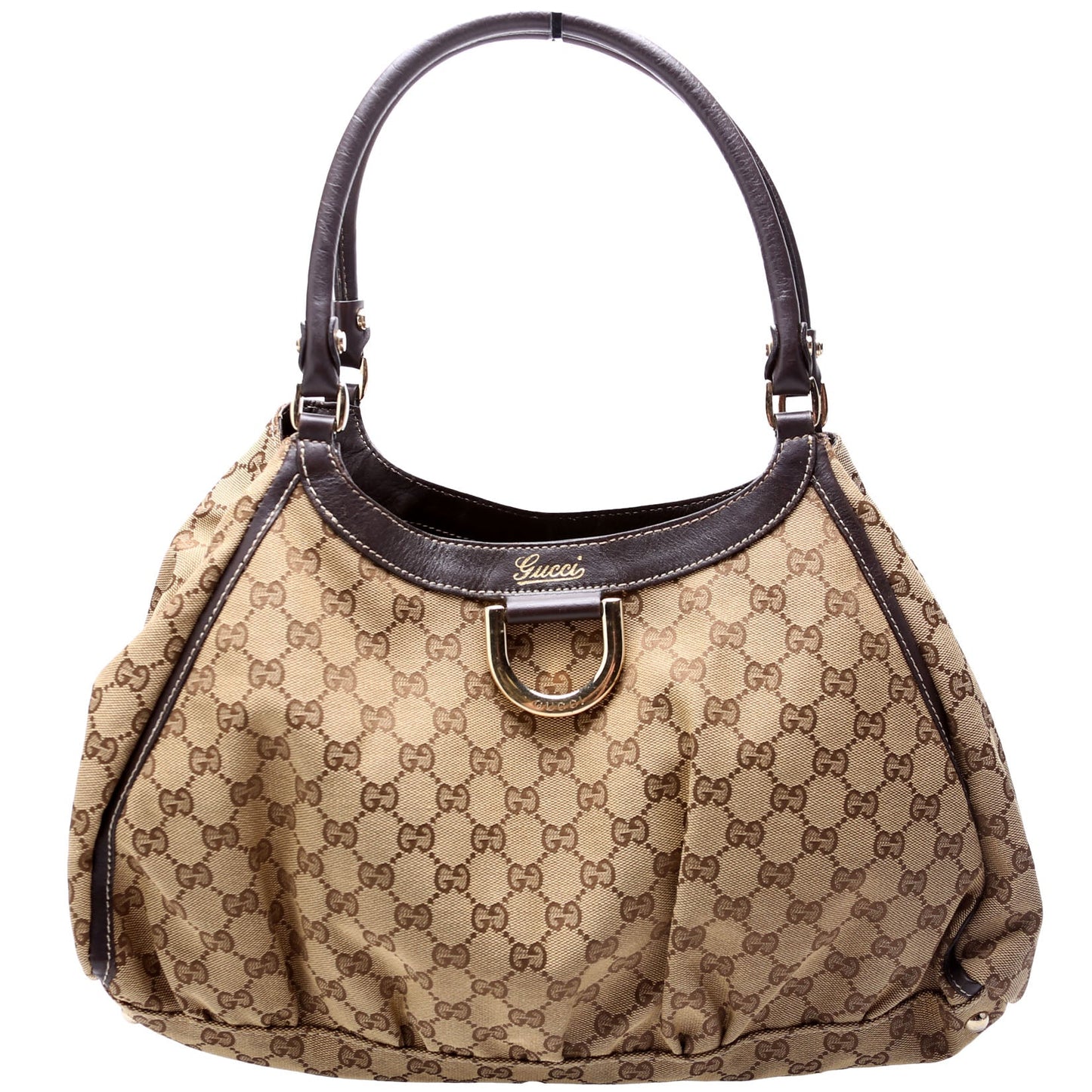Gucci GG Canvas Abbey D Ring Large Hobo Tan