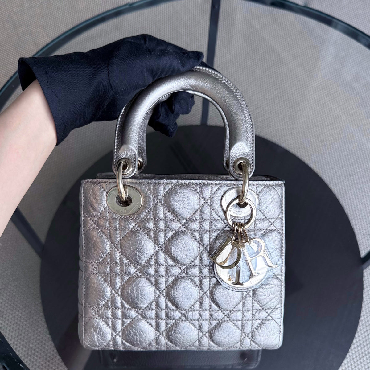 Dior Lady Small - Cannage Gold Calfskin Gold Hardware
