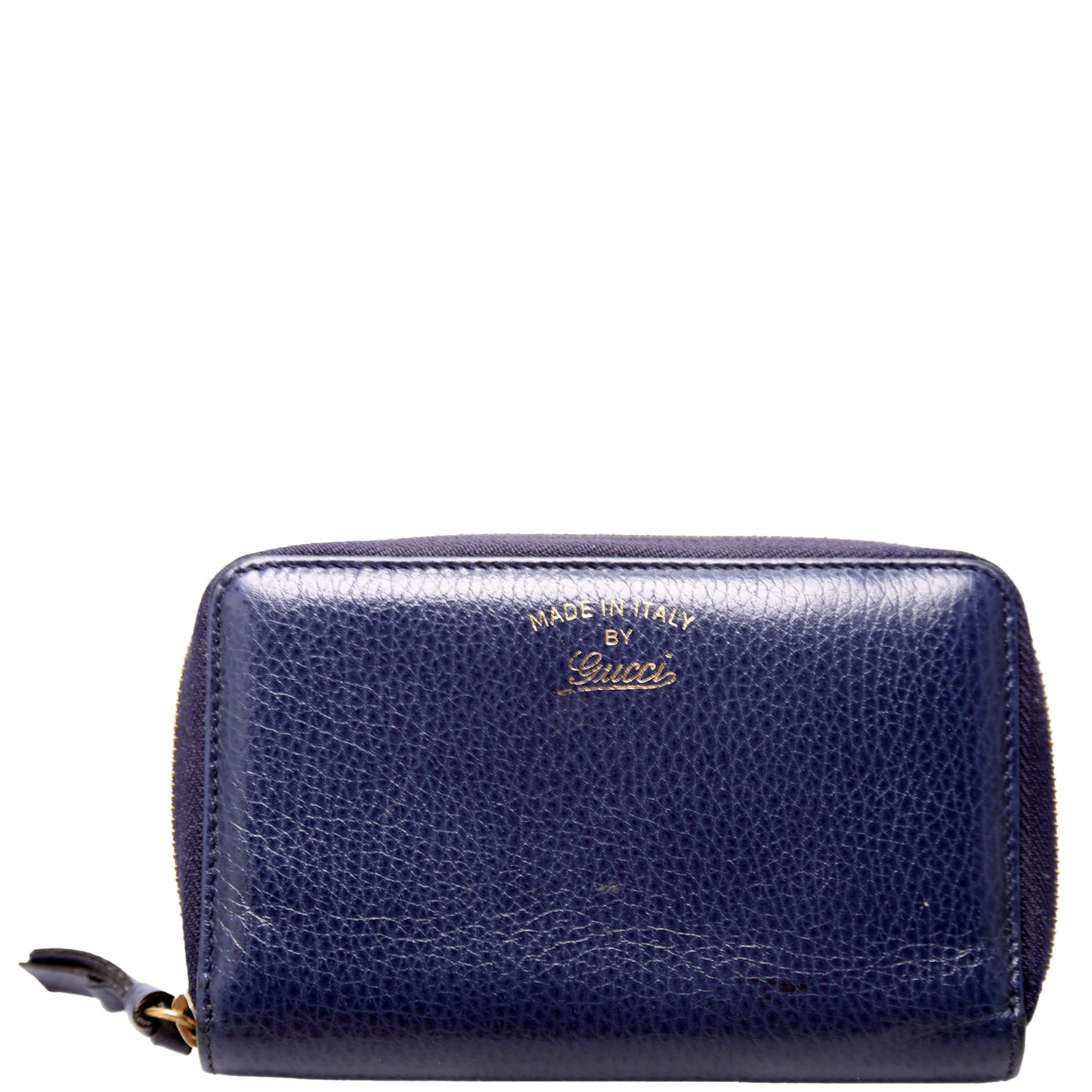 Gucci  Compact Leather Zip Wallet Navy