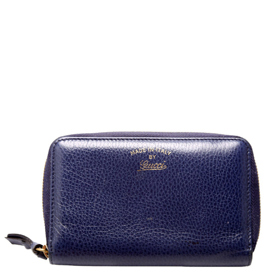 Gucci  Compact Leather Zip Wallet Navy