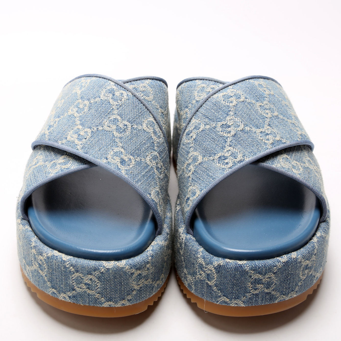 Gucci GG Denim CrissCross Platform Sandal Size