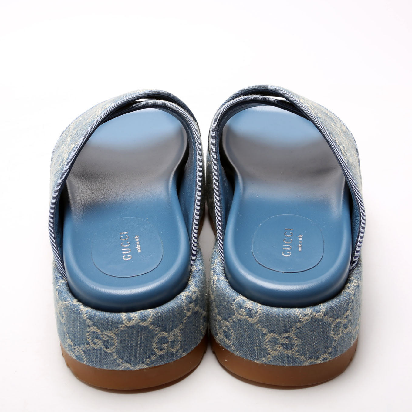 Gucci GG Denim CrissCross Platform Sandal Size