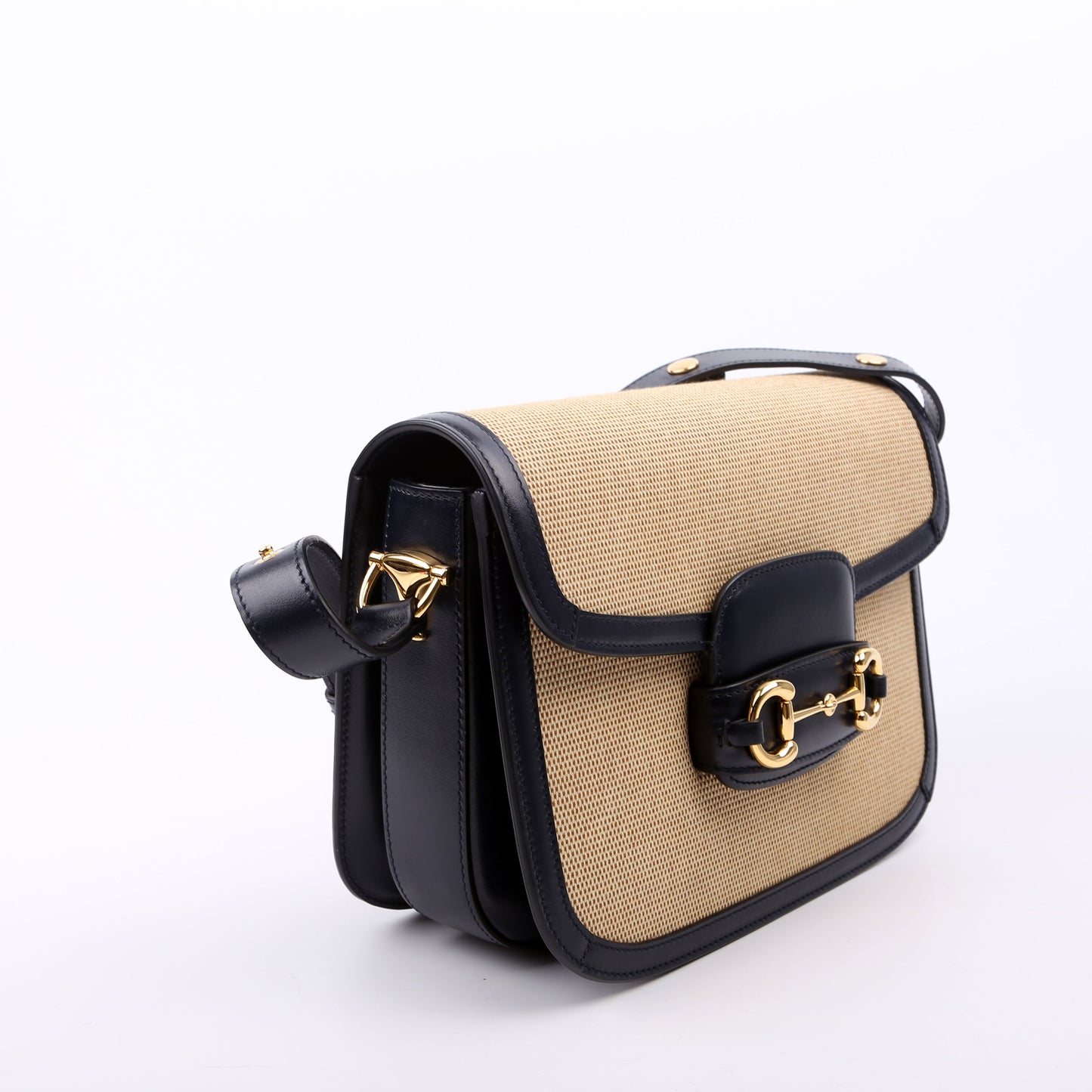 Gucci  Horsebit  Raffia Shoulder Bag