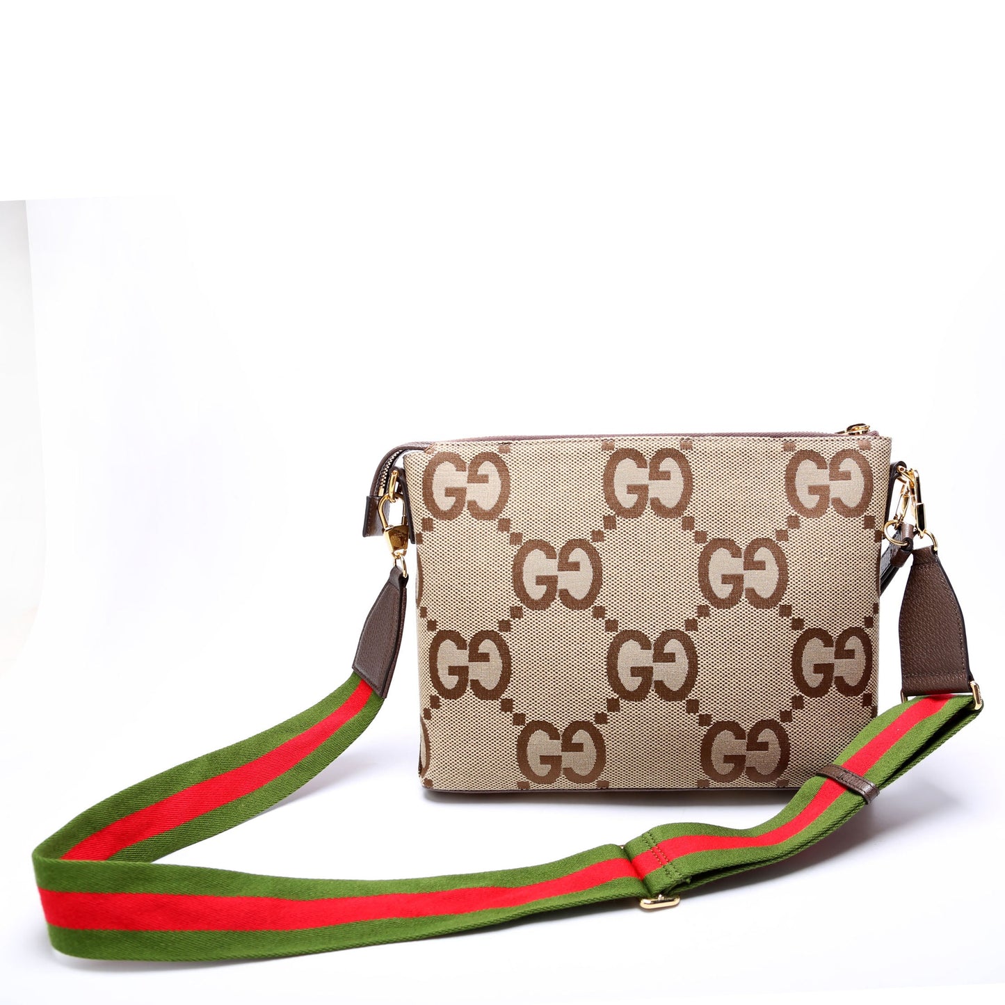 Gucci  Jumbo GG Messenger Brown, Red, Green and Gold