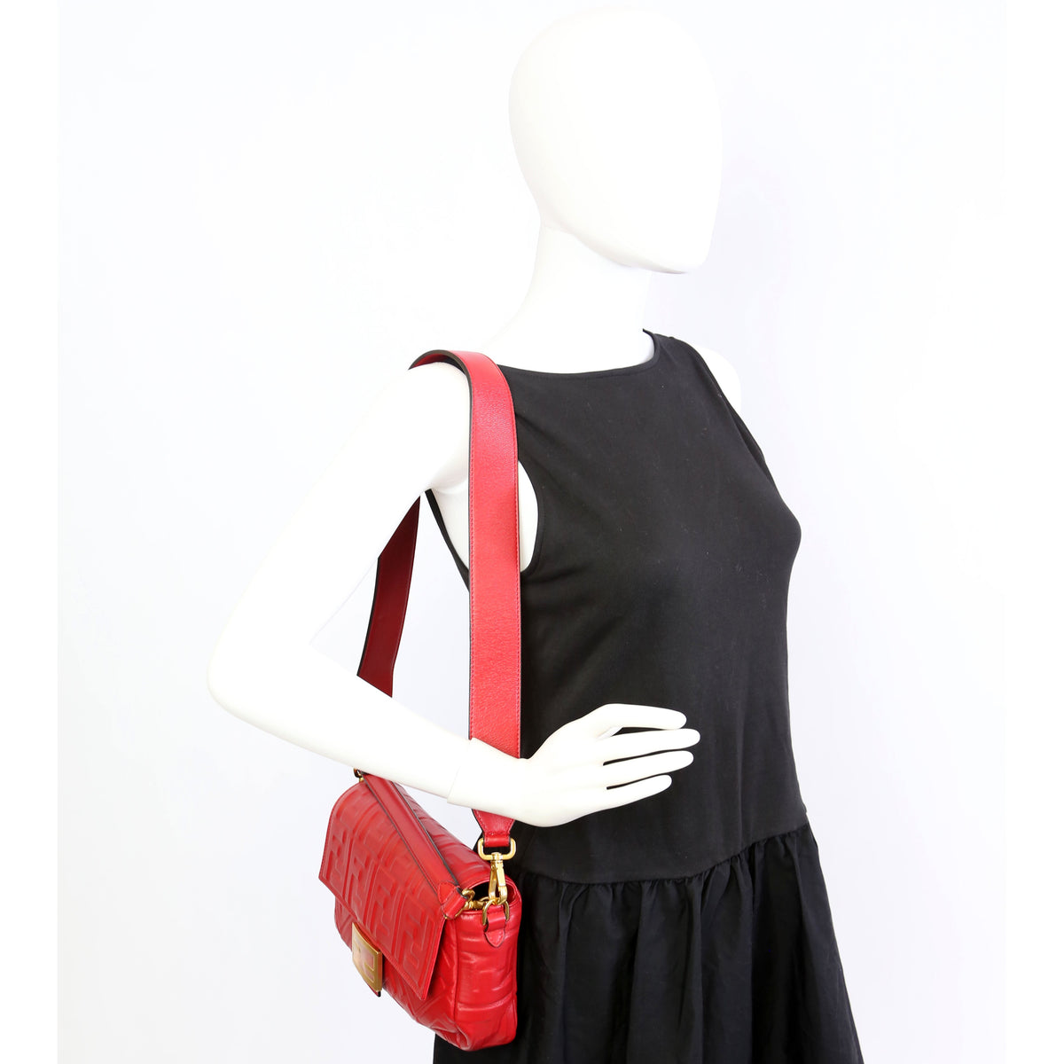 Baguette FF Embossed Nappa Red