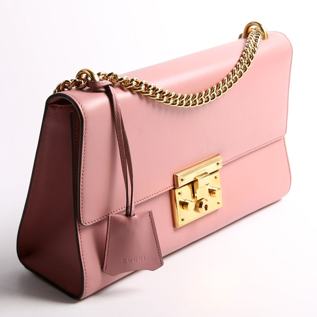 Gucci  Padlock Calfskin Shoulder Medium Pink