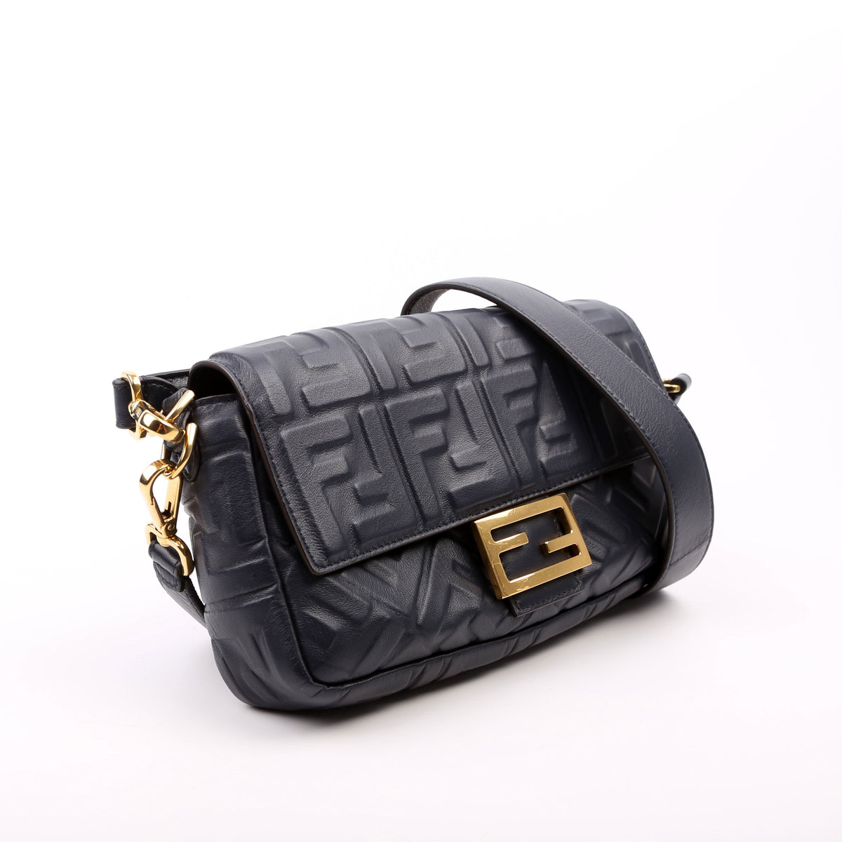 8BR600 Baguette FF Embossed Nappa Blue