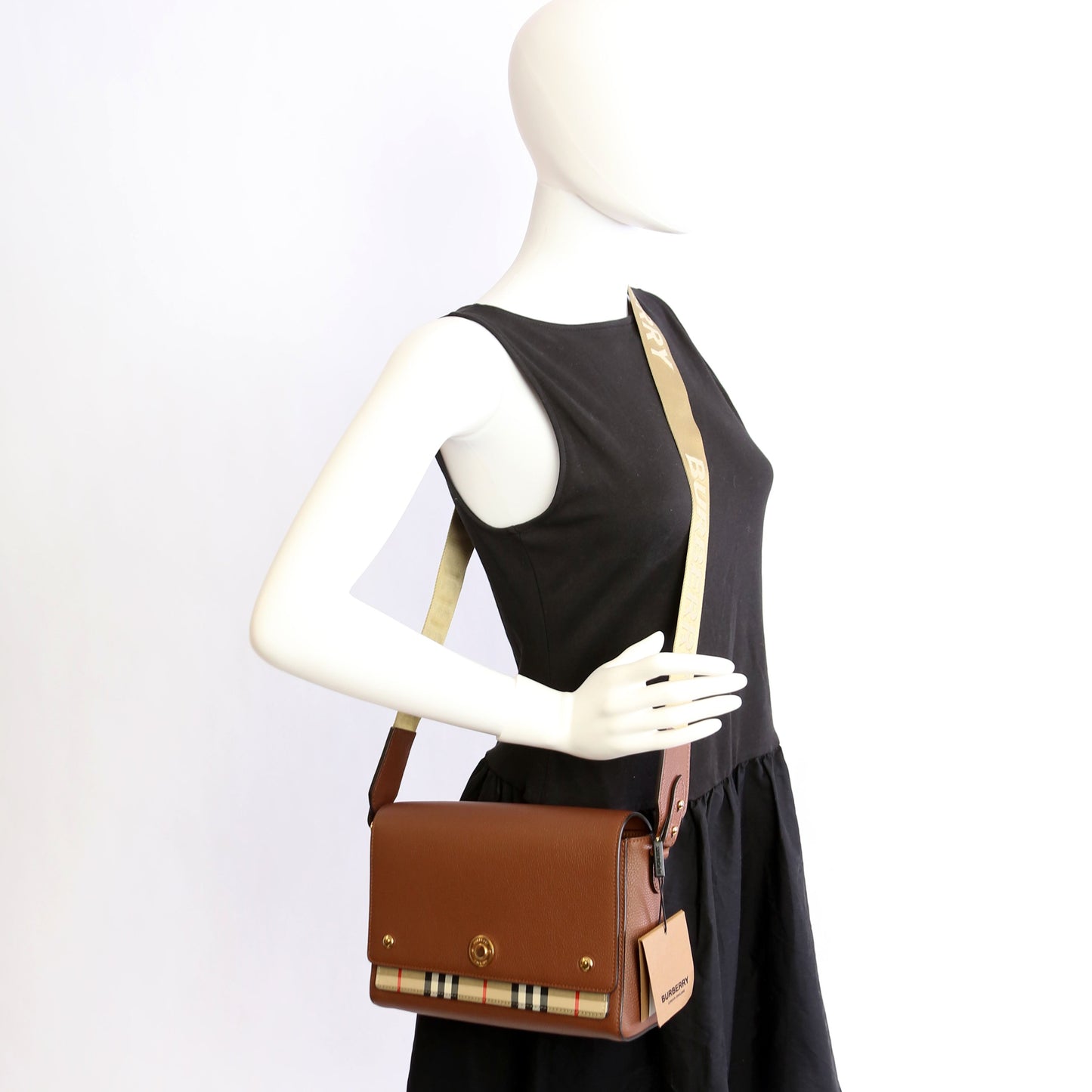 e Crossbody Vintage Check Medium Brown