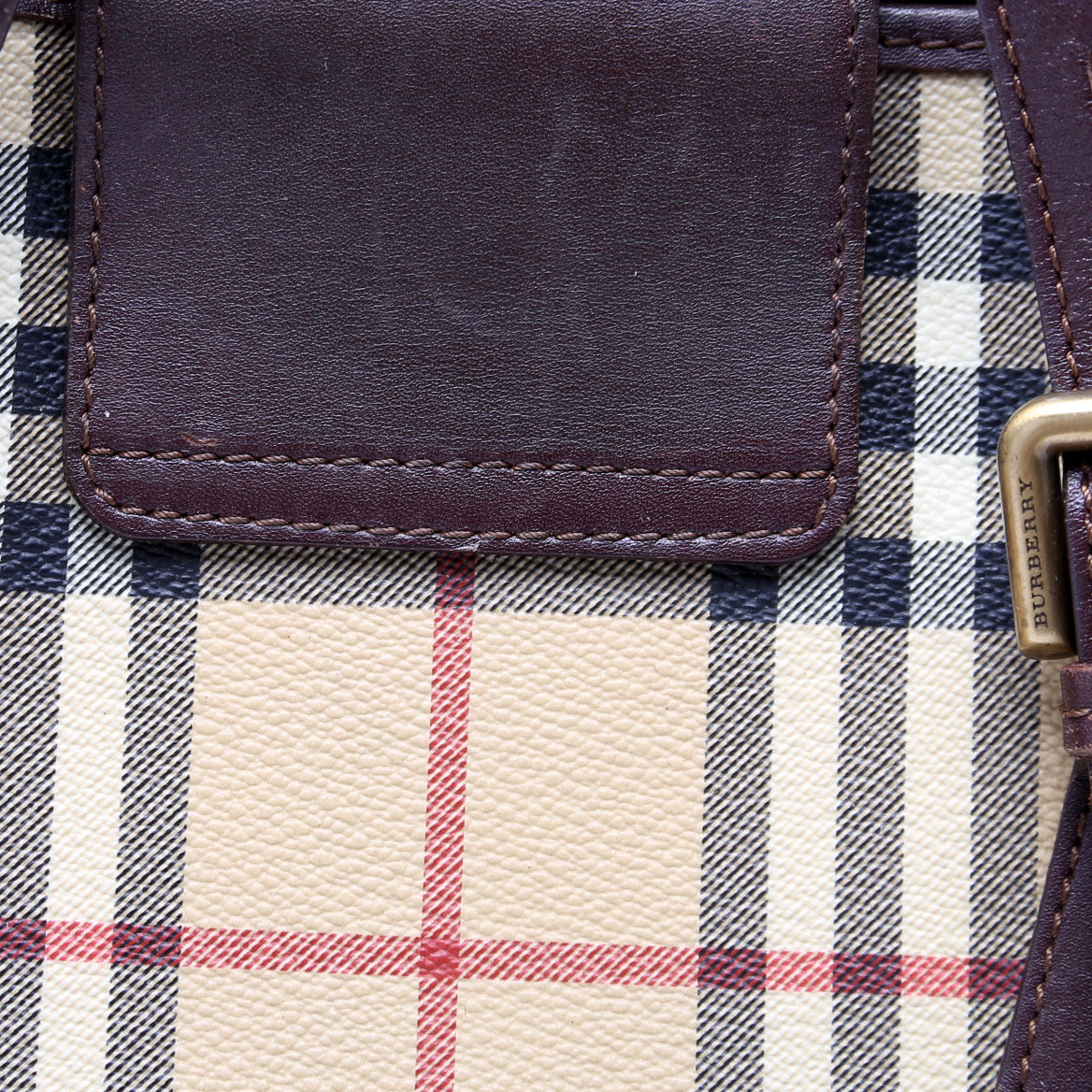 Haymarket Check Buckle Tote Small Brown