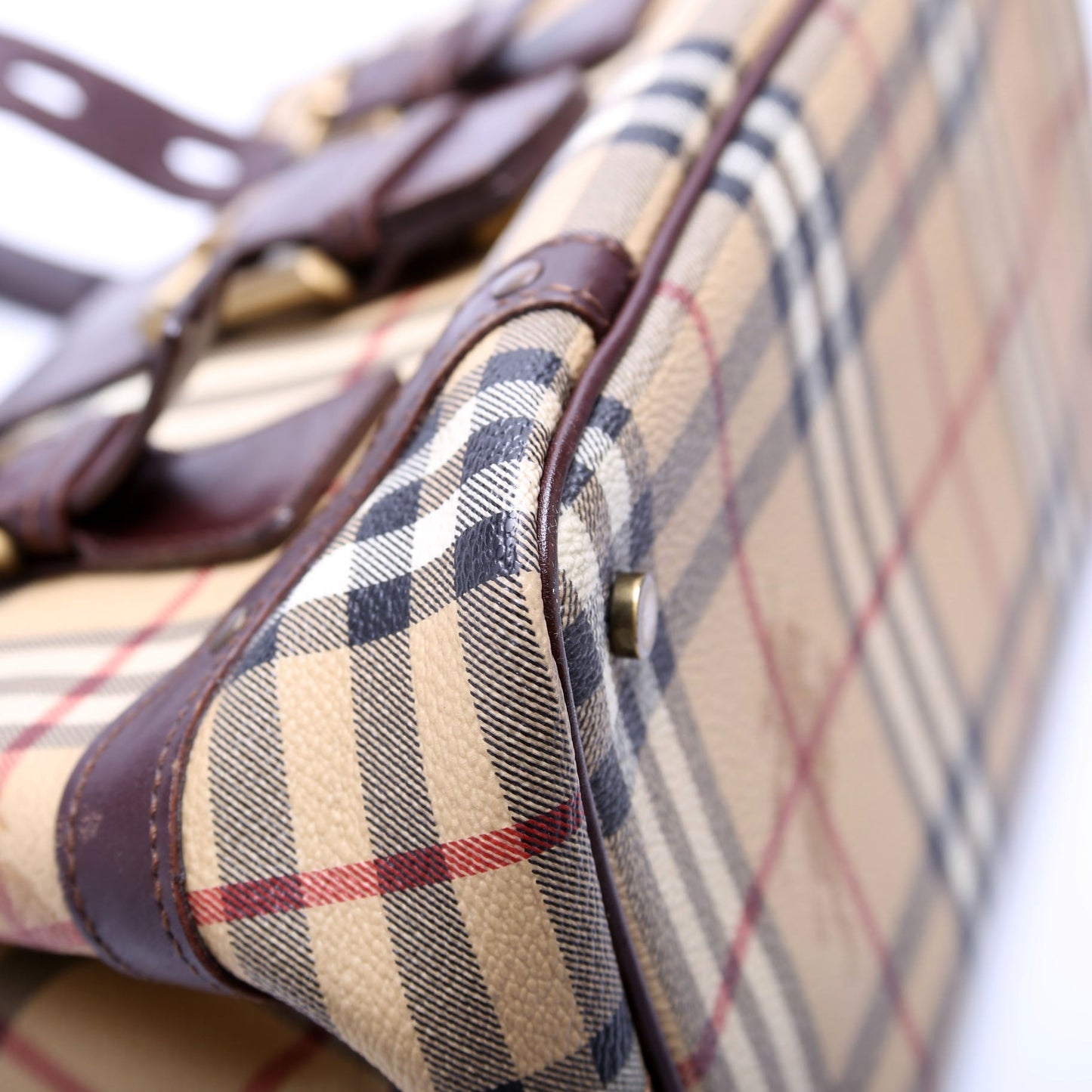 Haymarket Check Buckle Tote Small Brown