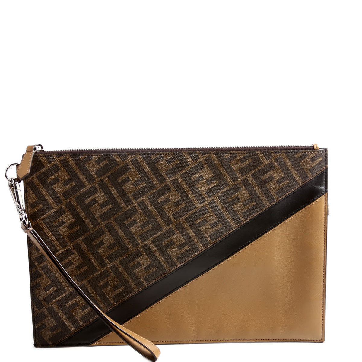 7N0110 Tri-color Diagonal FF Flat Wristlet