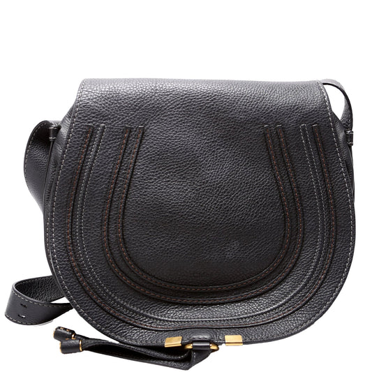 Marcie Saddle Bag Crossbody Medium Black