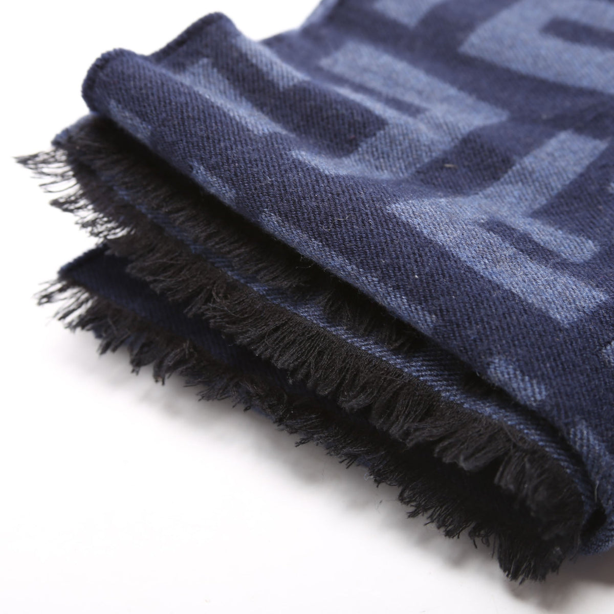FXS424 Timeless FF Printed Wool/Silk Scarf Navy