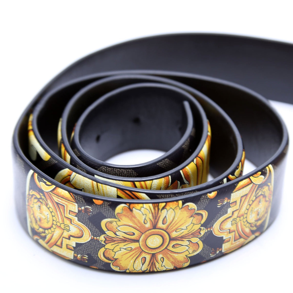 Fendace FF Baroque Reversible Belt Size 105/42 Black/Yellow