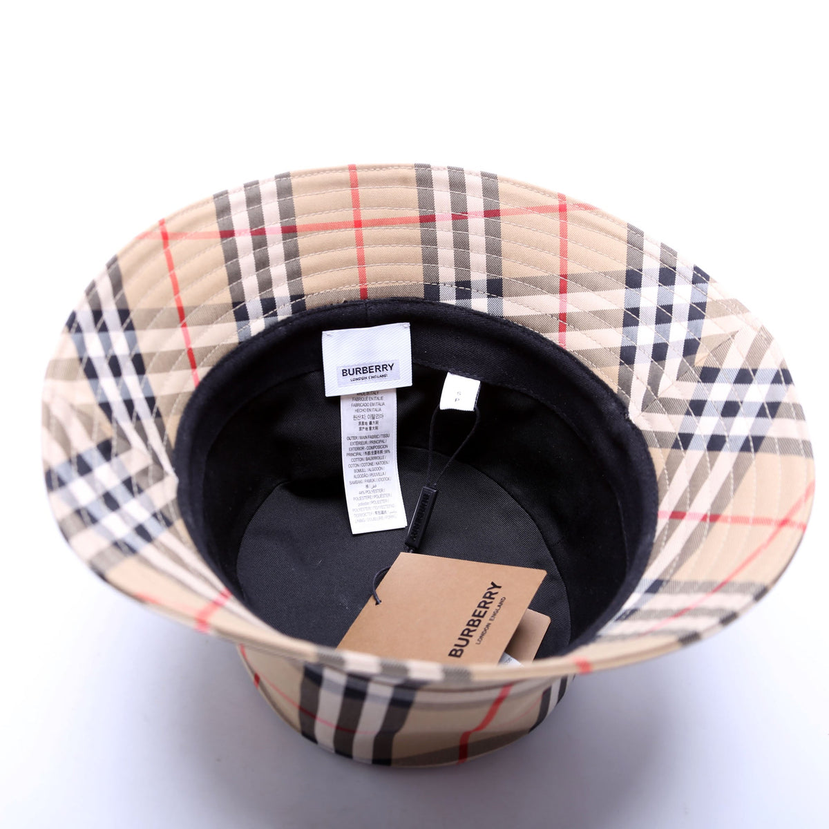 Vintage Check Bucket Hat Size Small Beige