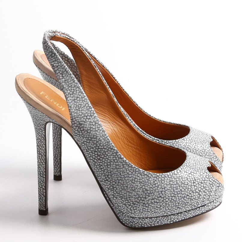 Heart Peep Toe Slingback Pumps Size 38