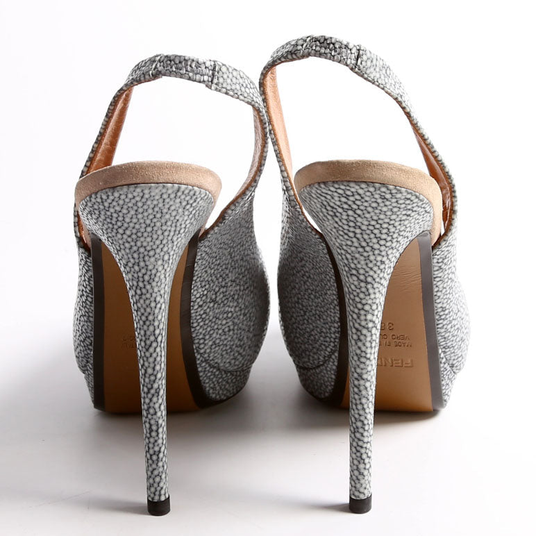 Heart Peep Toe Slingback Pumps Size 38