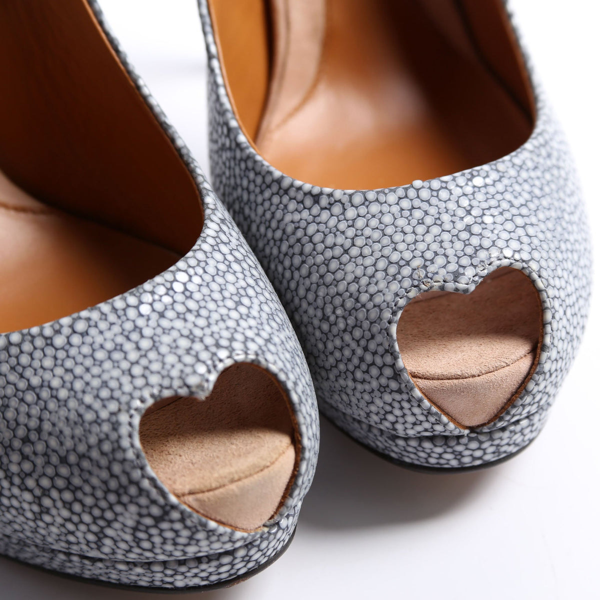 Heart Peep Toe Slingback Pumps Size 38