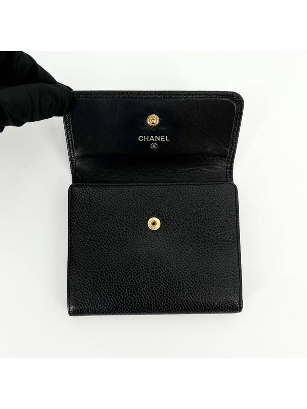 Logo caviar bifold wallet black Chanel