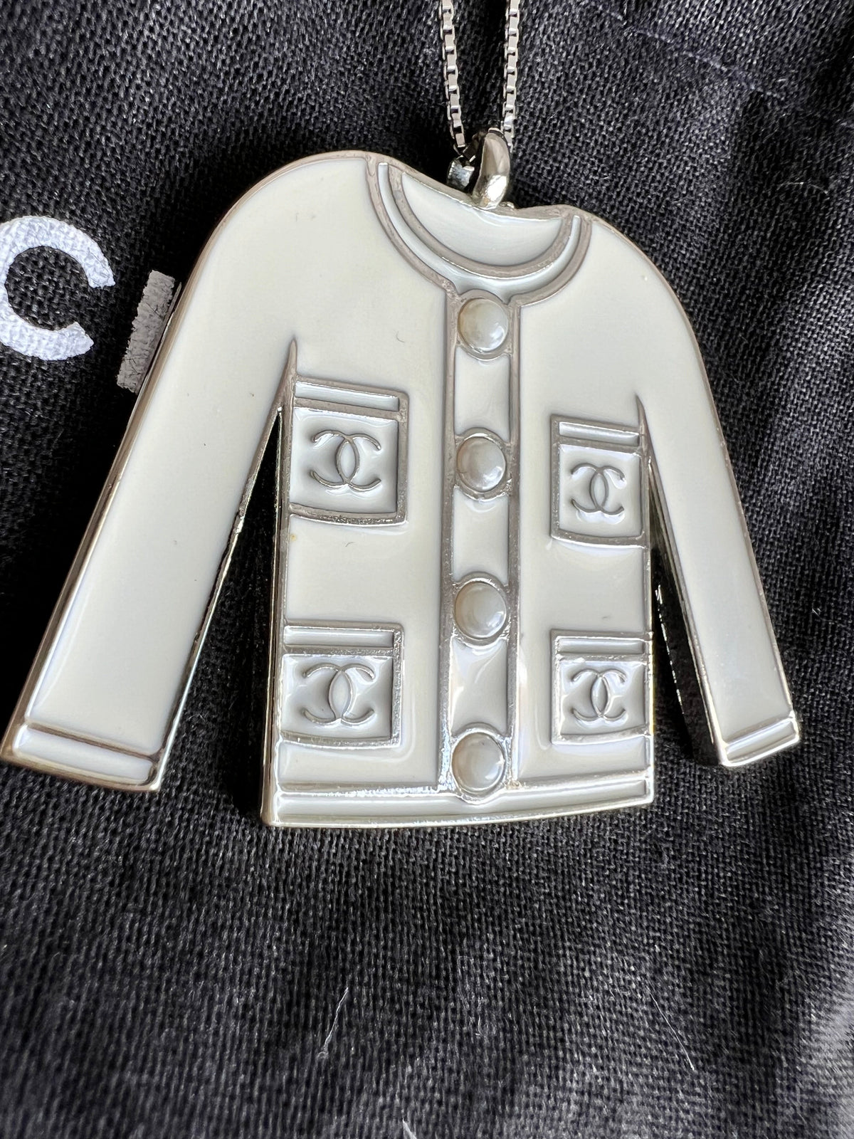 Chanel Ivory Enamel Classic Jacket Bag charm