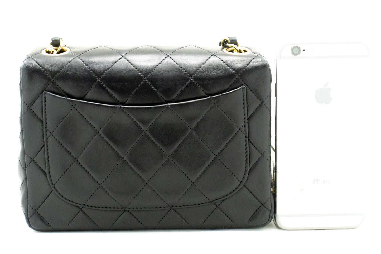 CHANEL Mini Square Small Chain Shoulder Bag Crossbody Black Lamb