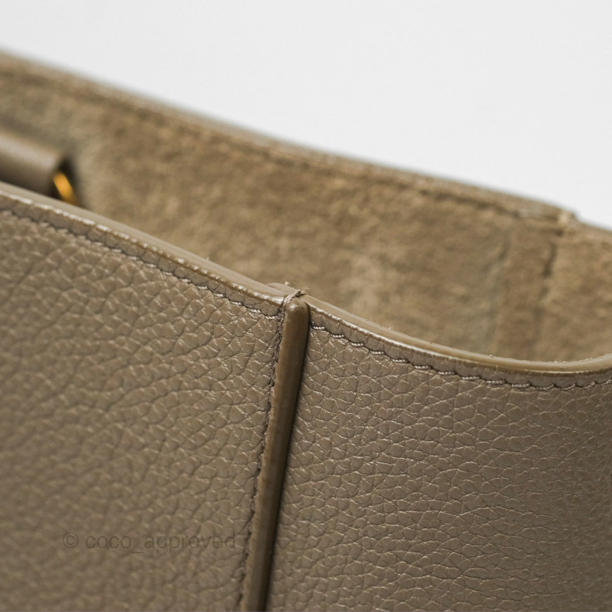 Celine Small Sangle Bucket Bag Taupe Grained Calfskin Gold Hardware