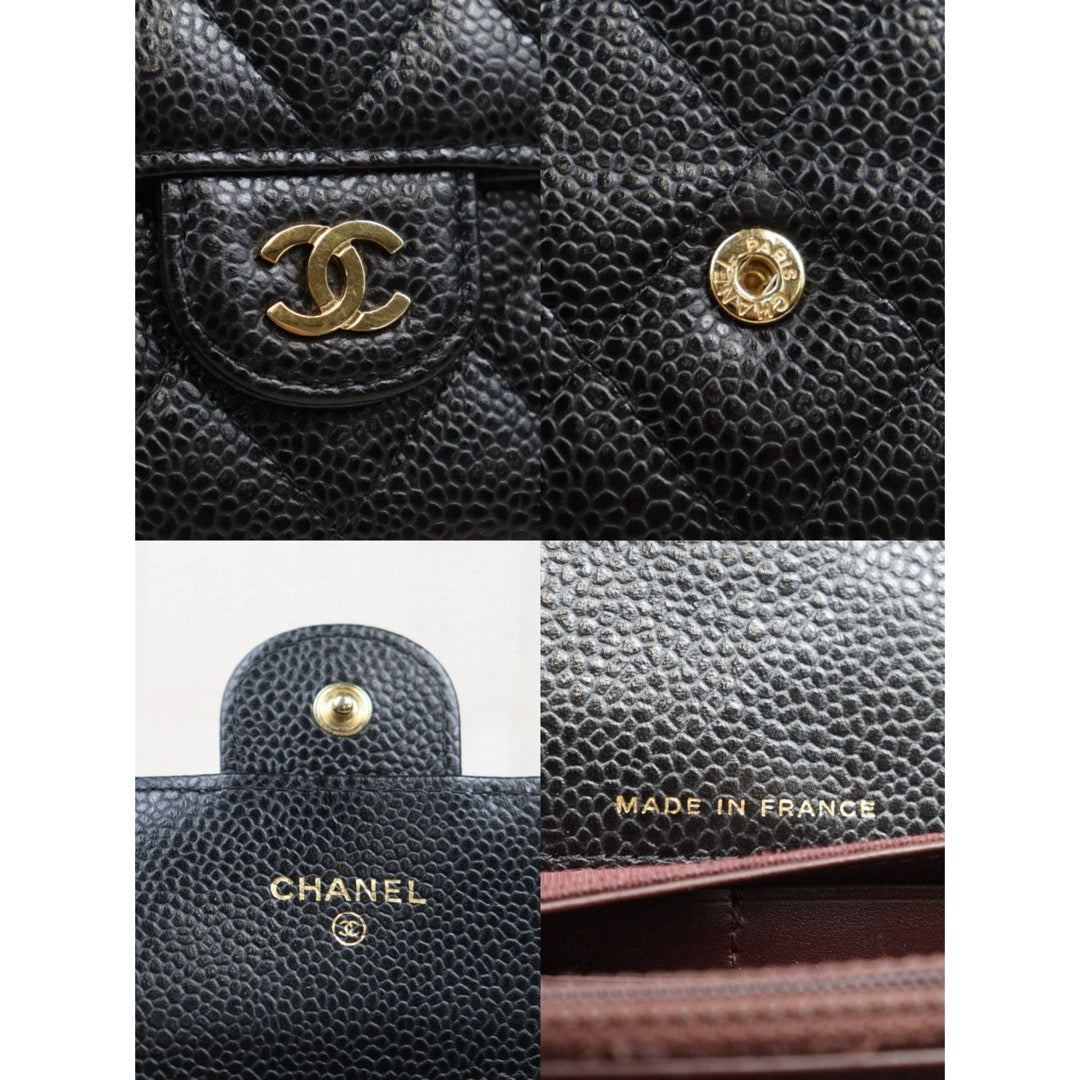 Very Good ( Rank A) ｜CHANEL Caviar Skin Black Long Wallet Made In 2017Year｜25051512