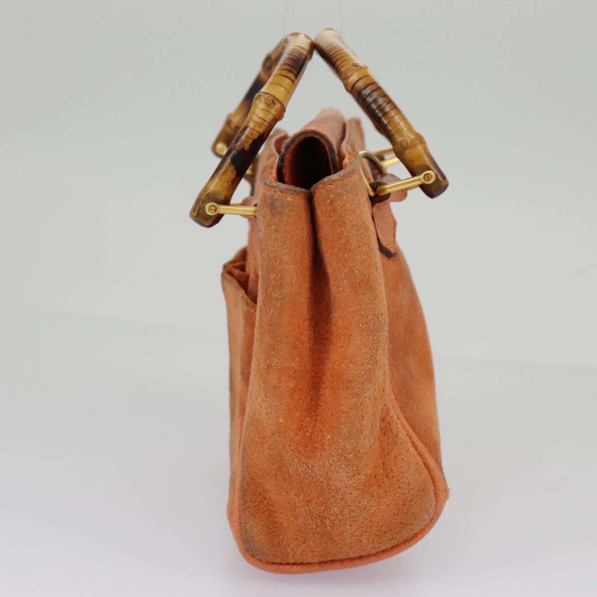 Gucci Bamboo Orange Suede Handbag