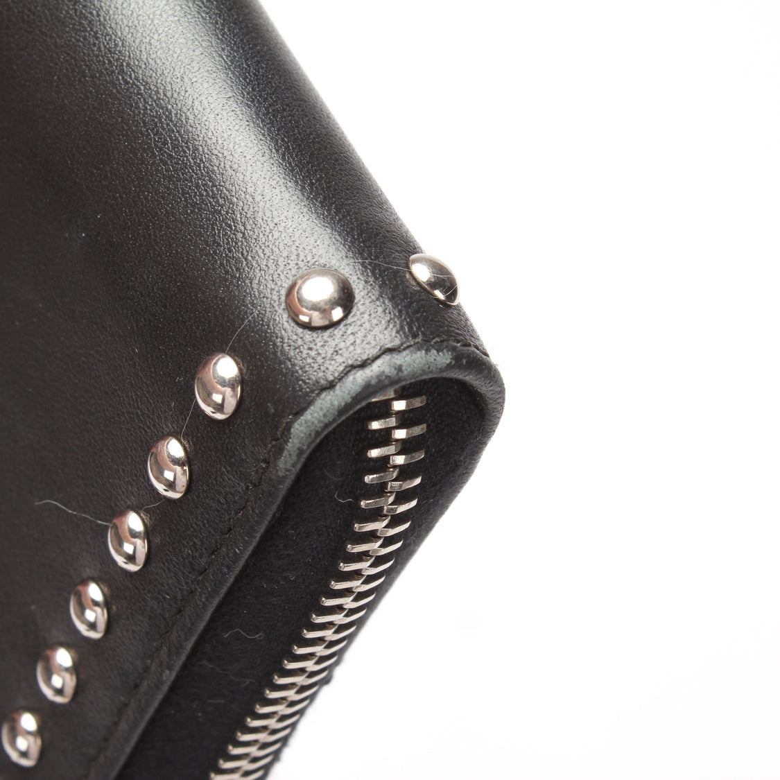 PRADA Studded Leather Zip Around Wallet