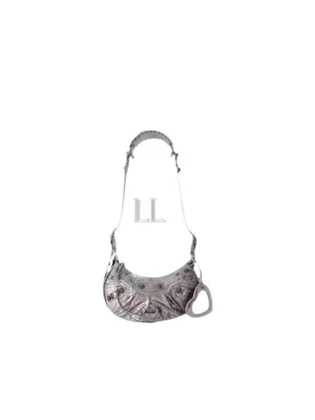 Luxury Balenciaga  Metallic Le Cagol XS Lambskin Shoulder Bag Dark Silver
