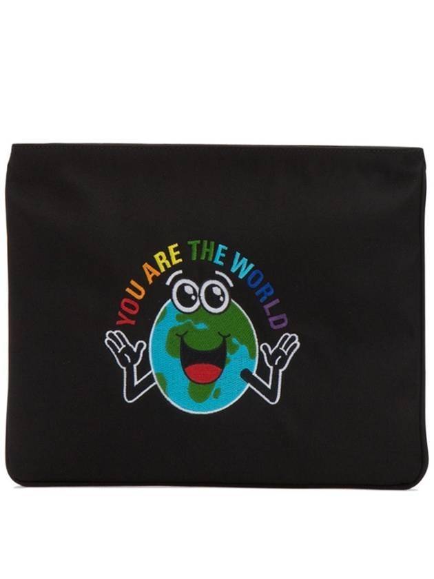 Luxury Balenciaga  Earth Print Nylon Clutch Bag Black