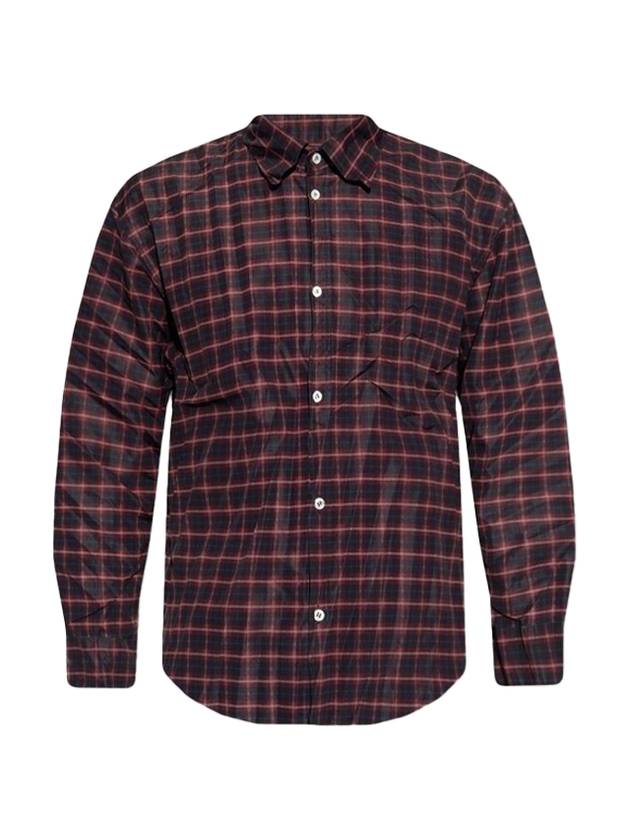 Luxury Balenciaga  Check Pleated Long Sleeve Shirt
