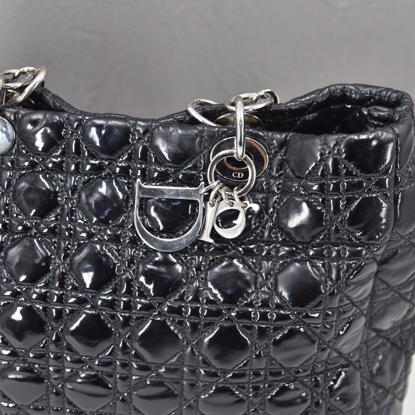 Cannage Patent Leather Shopping Tote
