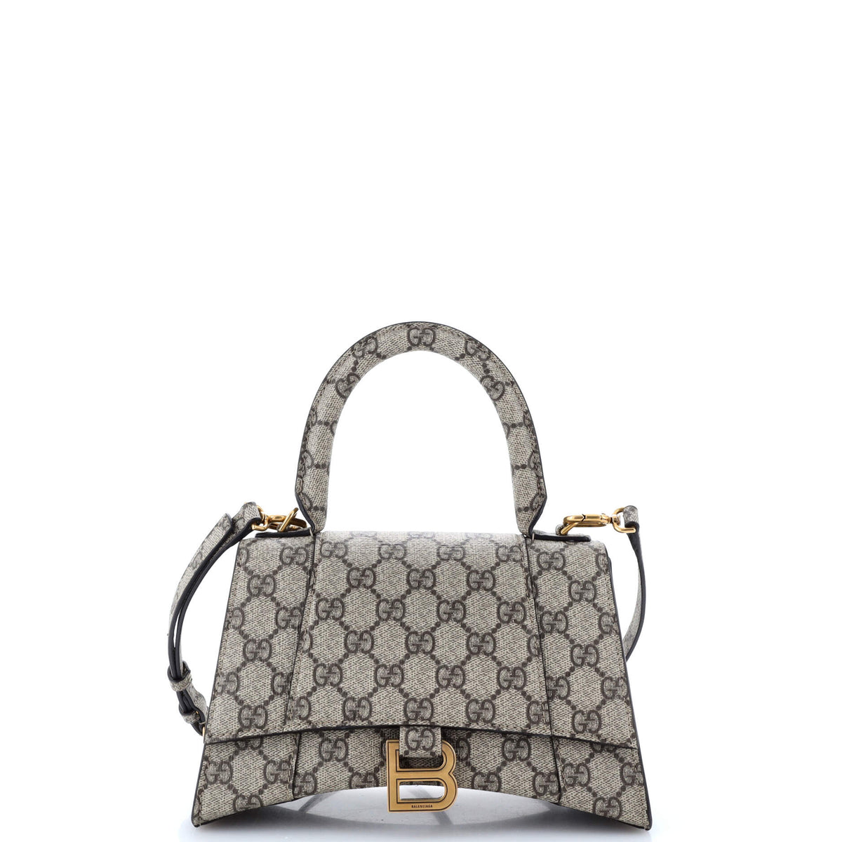 x Luxury Balenciaga  The Hacker Project Hourglass Top Handle Bag GG Coated Canvas Small