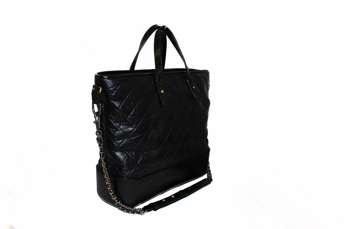 Chanel Black Aged Calfskin Quilted Large Gabrielle Shopping Tote