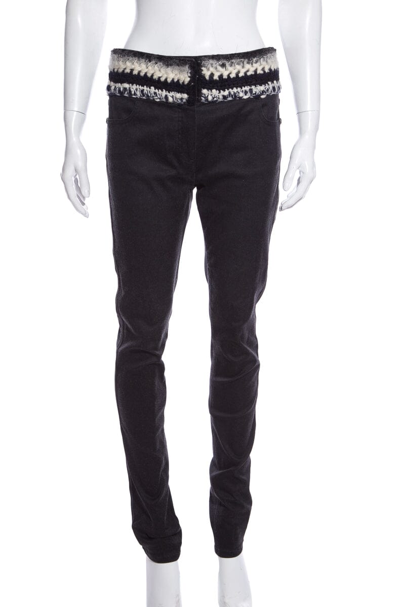 Chanel Grey Tweed Waistband Jeans SZ 42