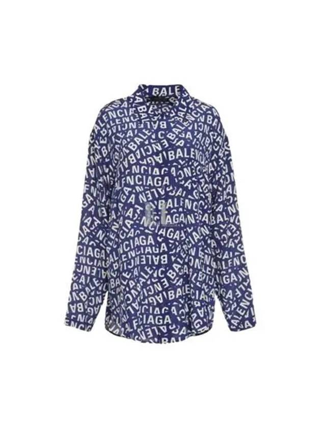 Luxury Balenciaga  All Over Logo Shirt Blue