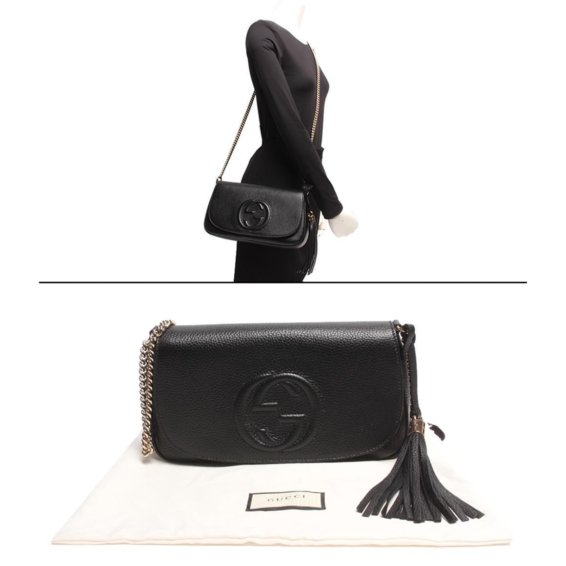 Gucci Interlocking G Soho Medium - Black Crossbody Bags, Handbags ITCOICSVVG