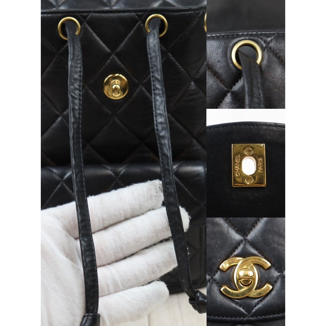 Good ( Rank AB)｜CHANEL  Lamb Skin Duma Backpack  Black Made in 1996-1997 Year｜P24061128
